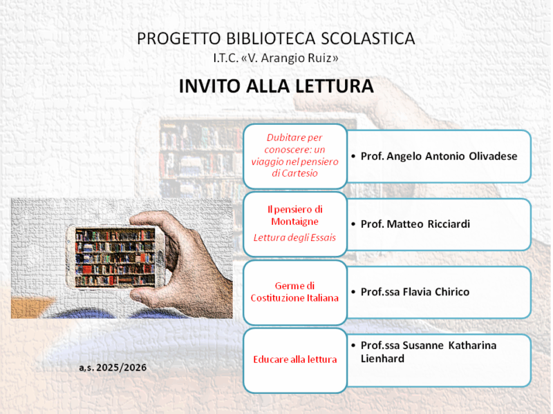 PROGETTO BIBLIOTECA SCOLASTICA - INVITO ALLA LETTURA