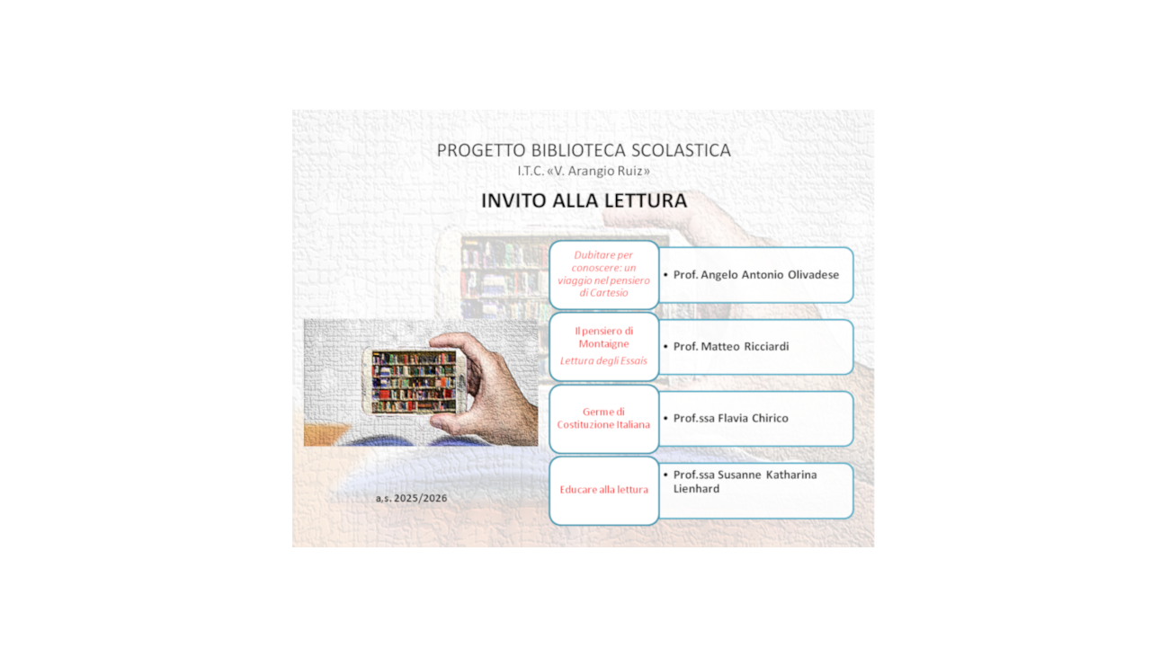 PROGETTO BIBLIOTECA SCOLASTICA - INVITO ALLA LETTURA